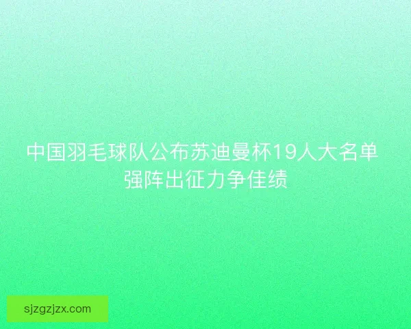 中国羽毛球队公布苏迪曼杯19人大名单 强阵出征力争佳绩